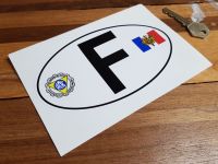 F France ACO & Tricolor Crest ID Plate Sticker. 3.5", 6" or 7".