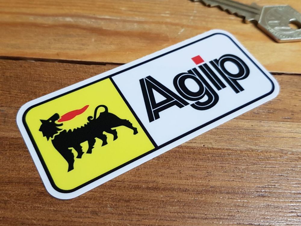 Agip Coloured Oblong Window or Car Body Stickers. 4" Pair.
