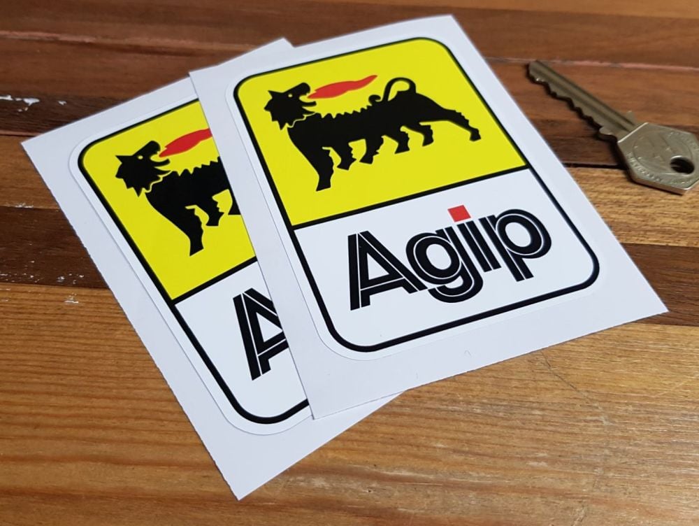 Agip Later Style Tall Stickers. 2.5", 4" or 5.5" Pair.