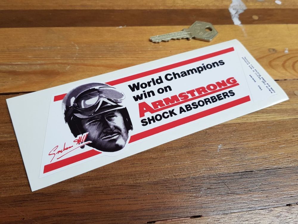 Graham Hill Armstrong Shock Absorbers World Champion Sticker. 6.5