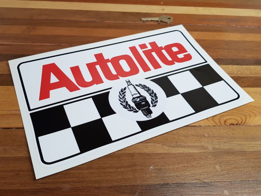Autolite Plug & Chequered Sticker. 12".