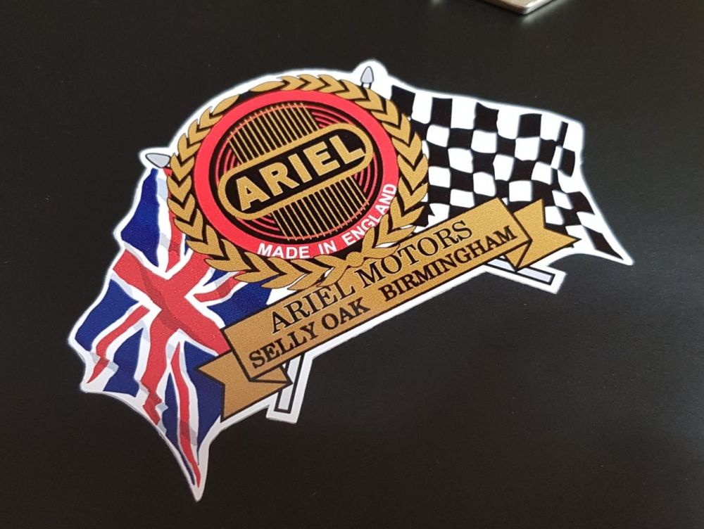 Ariel Lined Logo Flag & Scroll Sticker 3.75"