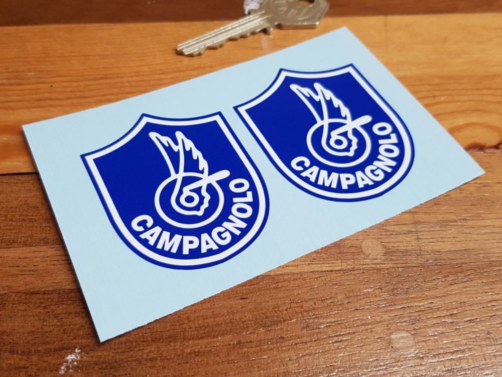 Campagnolo Shield Blue & White Stickers -1.5", 2.5", or 3.5" Pair