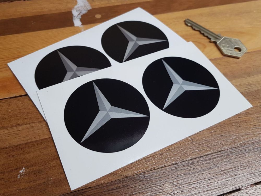 Mercedes Benz Simple Style Black Circular Stickers 60mm Pair