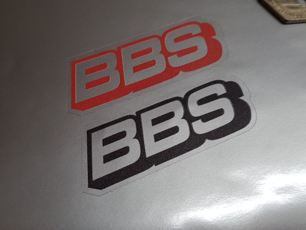BBS Wheel Stickers - Black or Red on Clear - Set of 4 - 2.5"