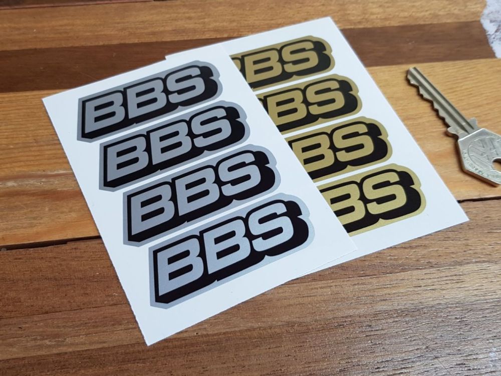 BBS Wheel Stickers - Gold or Silver - Set of 4 - 1.5" or 2.5"