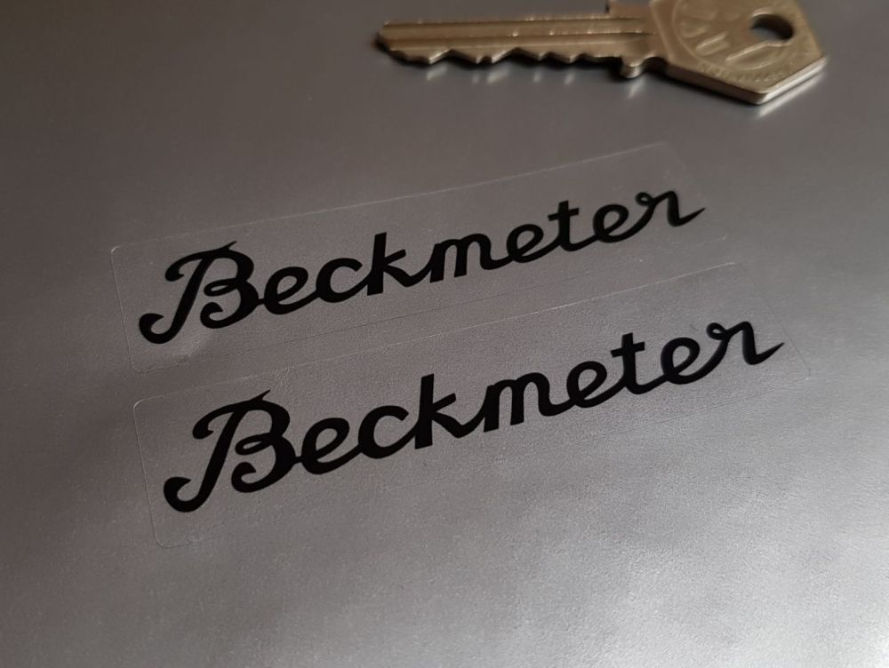 Beckmeter Black & Clear Text Stickers 3" Pair