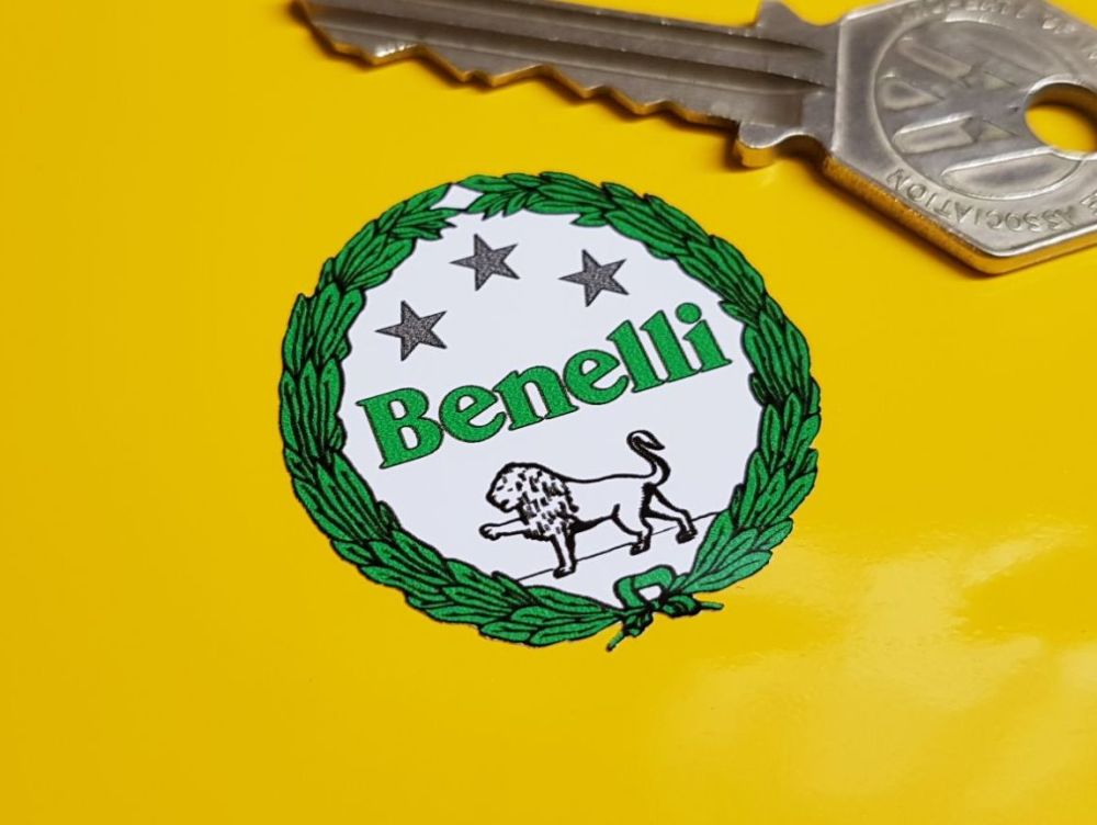 Benelli Green Garland Stickers. 35mm Pair.