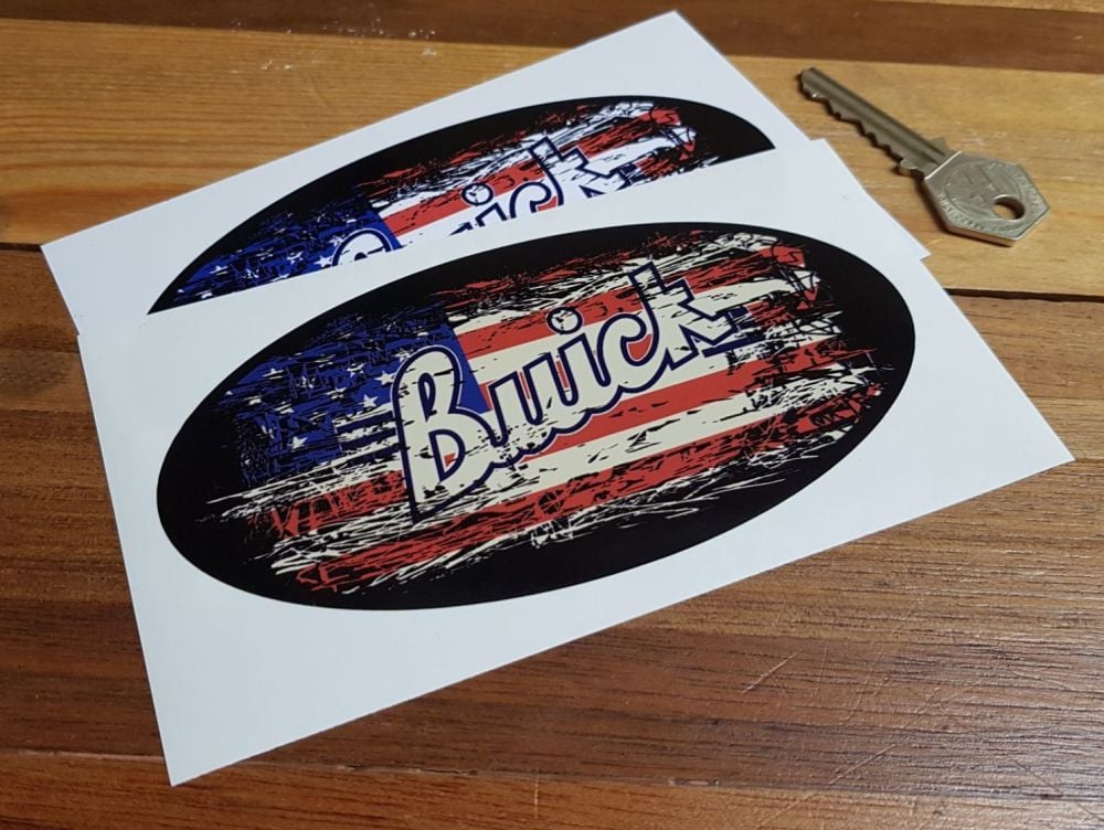 Buick Oval Stars & Stripes Fade To Black Sticker. 3", 4", 6" or 8".