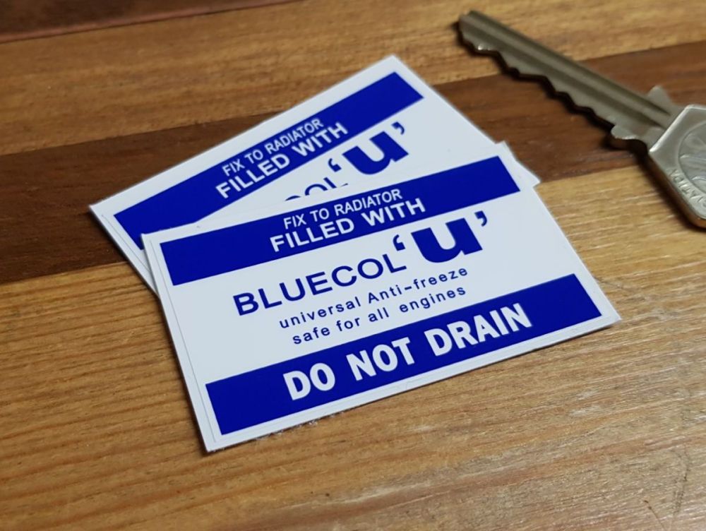 Bluecol 'U' Anti-Freeze Dark Blue Special Offer Stickers. 2