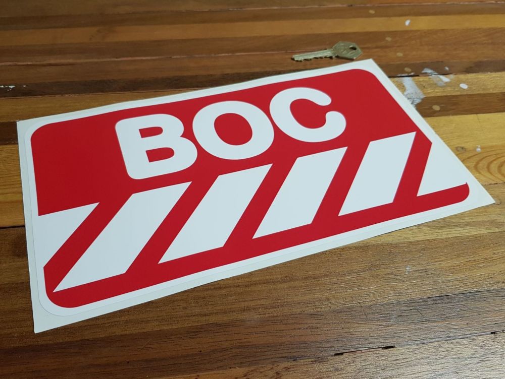 Boc Later Style Streaked Red & White Sticker. 11".