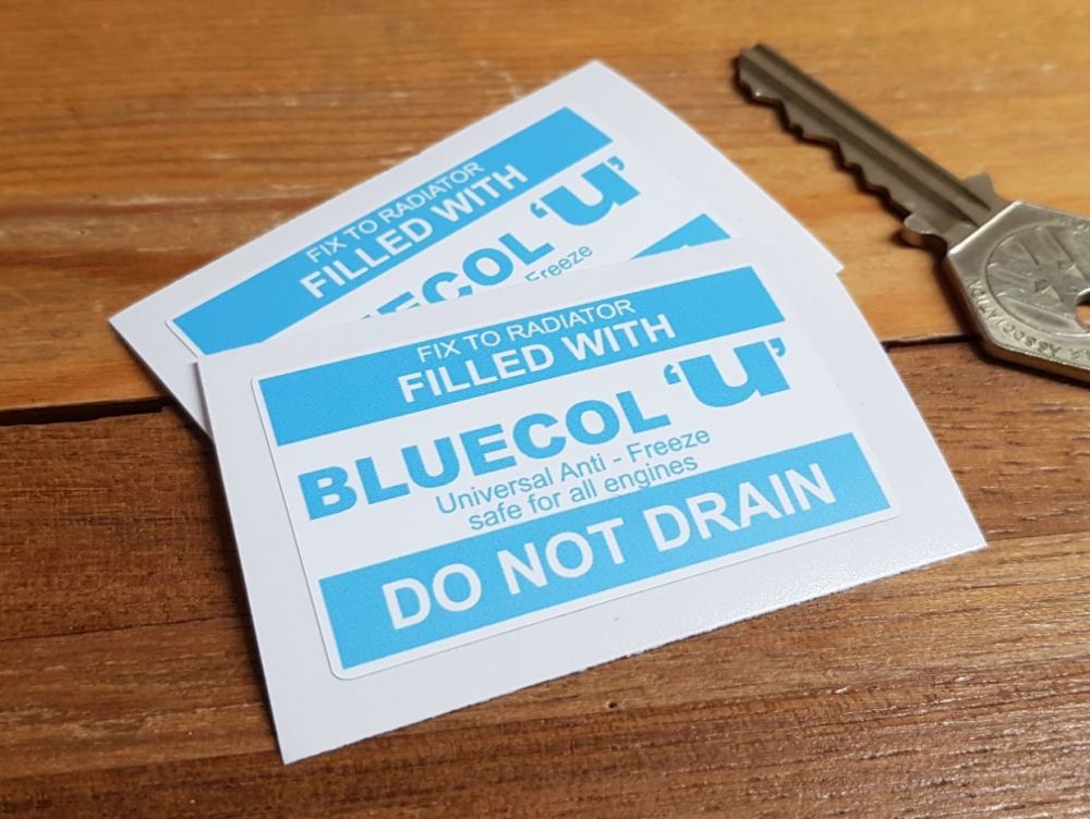 Bluecol 'U' Oblong Anti-Freeze Stickers. 2.25