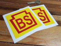 Bridgestone 'BS' Early Style Stickers. 4" Pair.