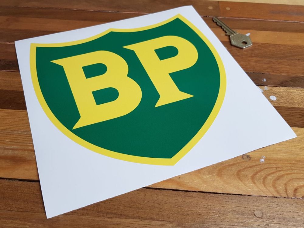 BP '58 - '89 Shield with Yellow Border Sticker. 8".