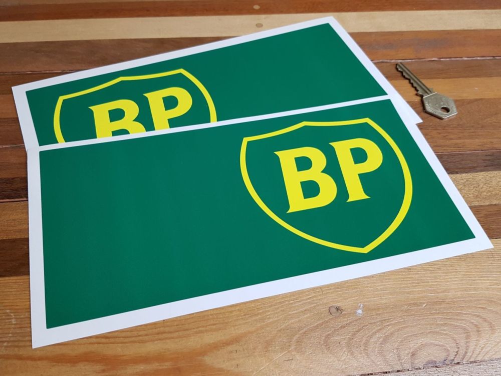 BP Green & Yellow 90's Style Handed Oblong Stickers. 10
