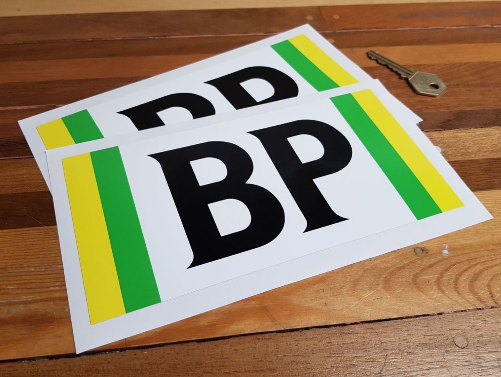BP Green & Yellow Side Striped Stickers. 8