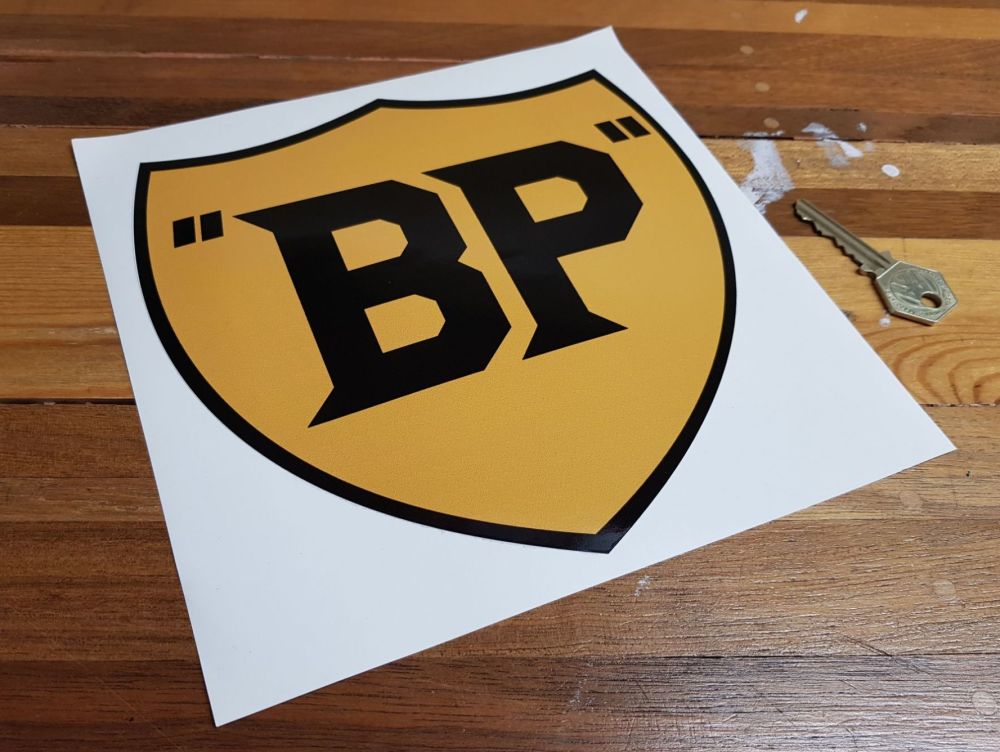 BP Old Style Yellow & Black Sticker. 8".