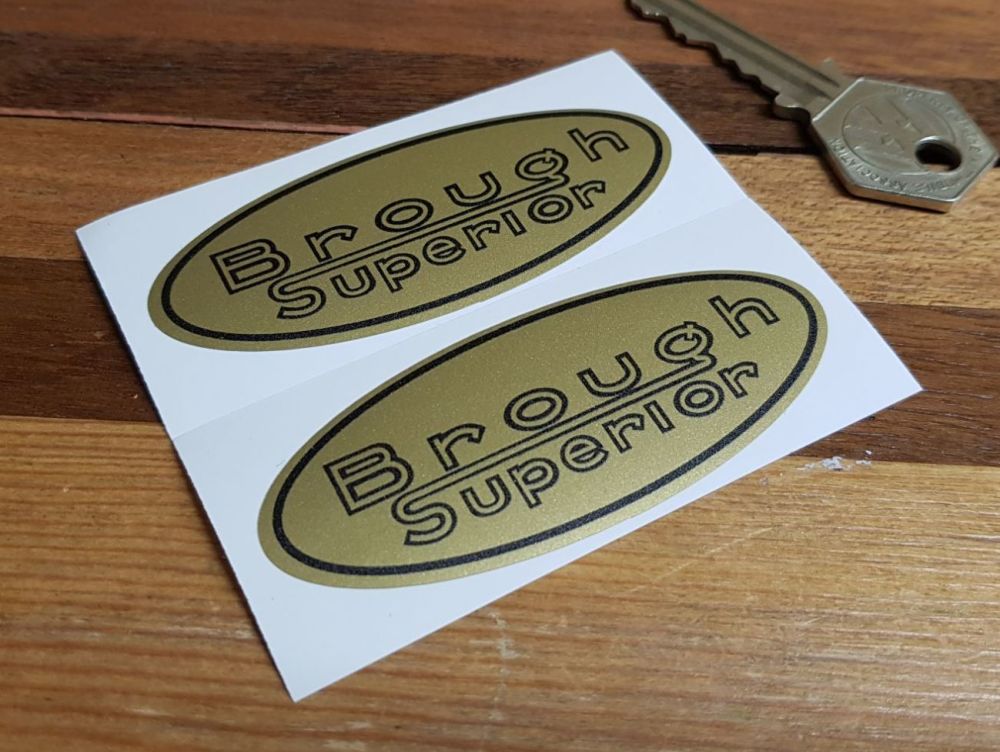 Brough Superior Gold Oval Stickers 3" Pair