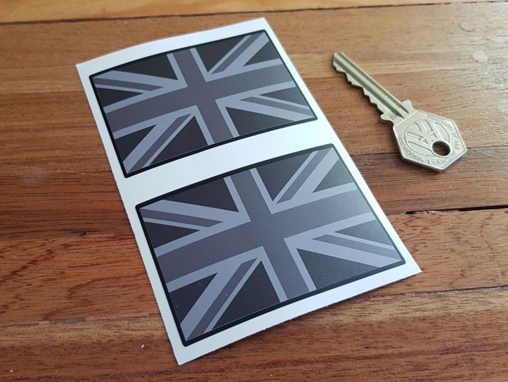 Union Jack Stickers. Black, Grey and White. 3