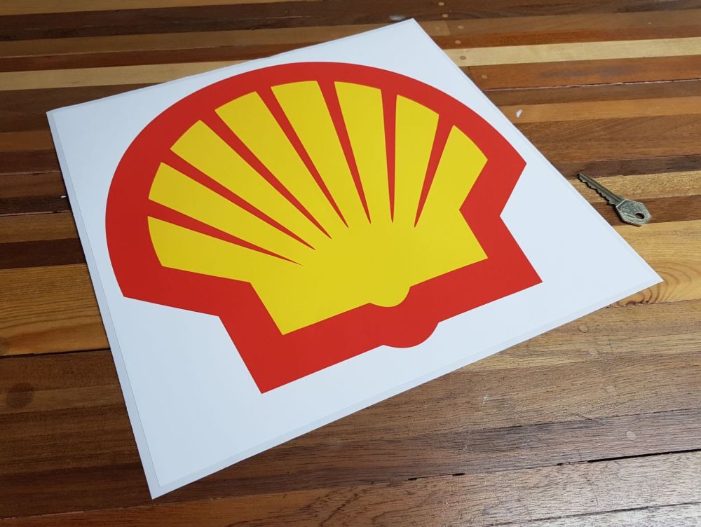 Shell Modern Logo on White Square Sticker 14"