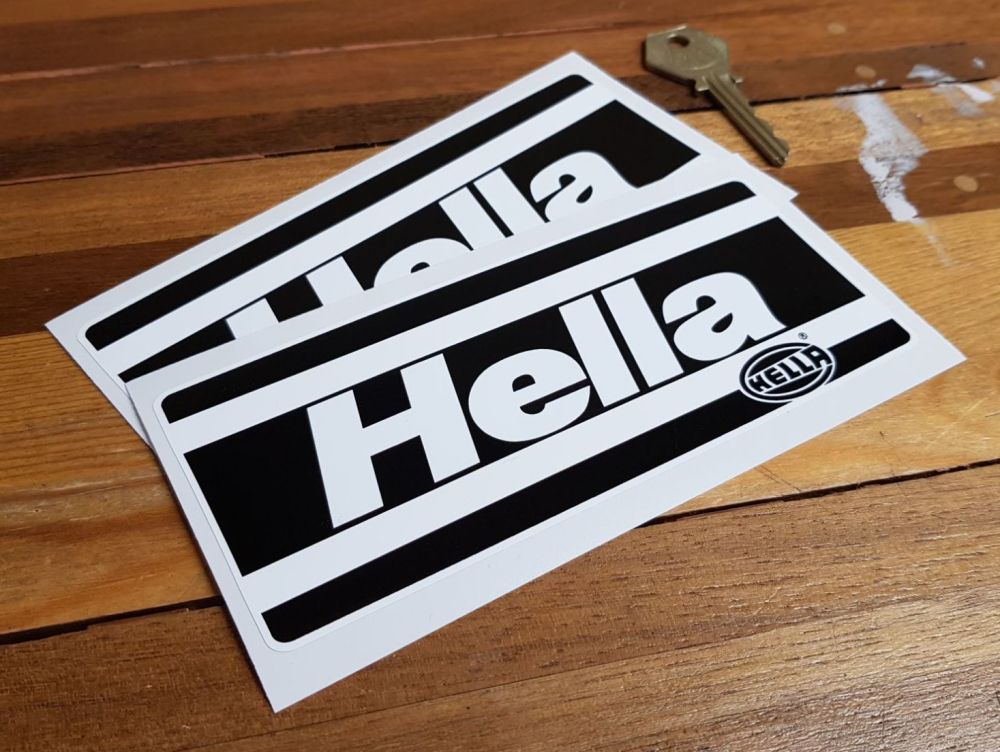 Hella Black & White Striped Oblong Stickers 6" Pair