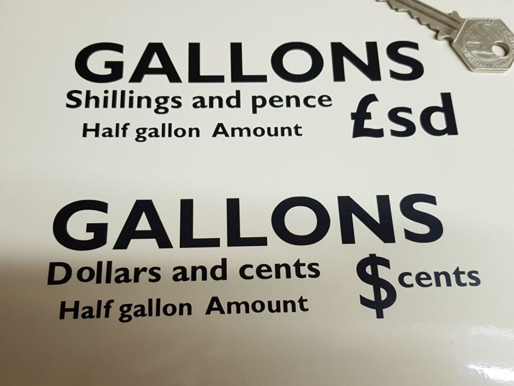 Gallons & Pricing £/$ Petrol Pump Stickers Set