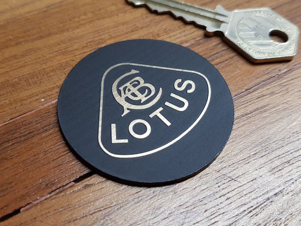 Lotus Old Style Gold on Black Self Adhesive Car Badge 50mm