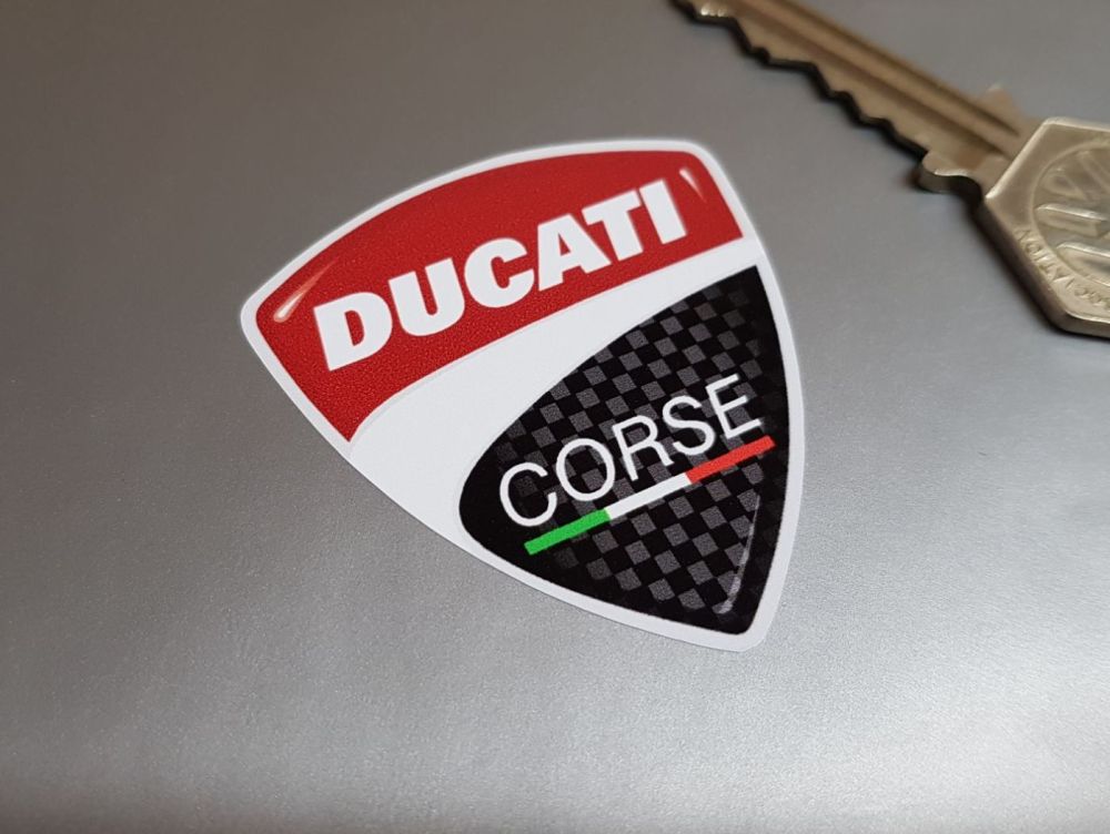 Ducati Corse Checked Shield Stickers - 2" Pair