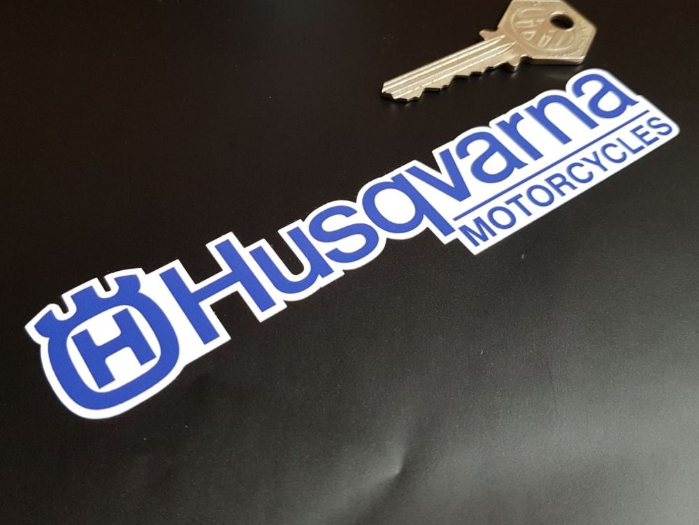 Husqvarna Motorcycles Shaped Text Stickers - Blue & White - 6