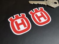 Husqvarna Shaped Logo Stickers - Red & White - 1.5