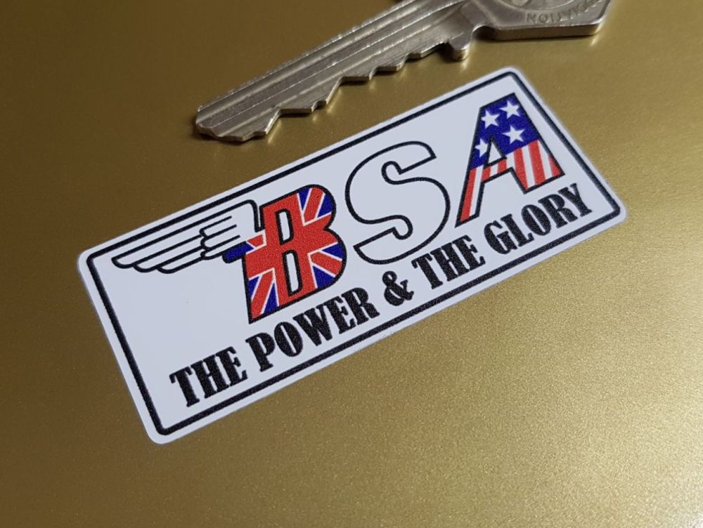 BSA The Power & The Glory Oblong Stickers - 2.25" or 4" Pair