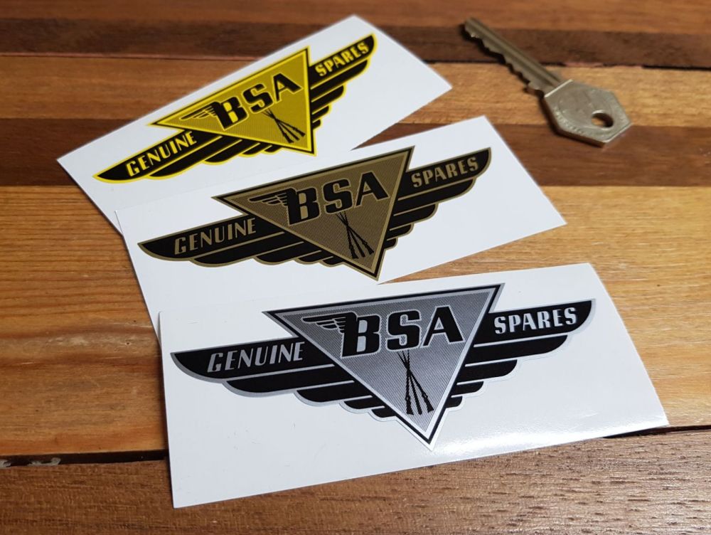 BSA Genuine Spares Winged Stickers . 2.75" or 4" Pair.
