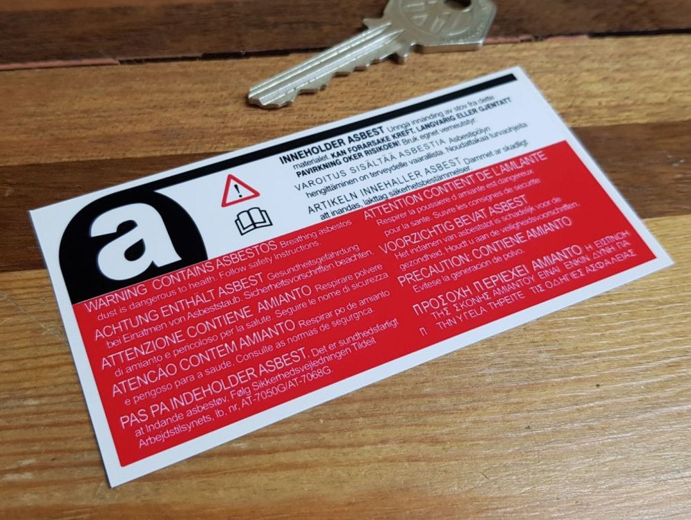 Asbestos Warning German Text Special Offer Sticker. 4