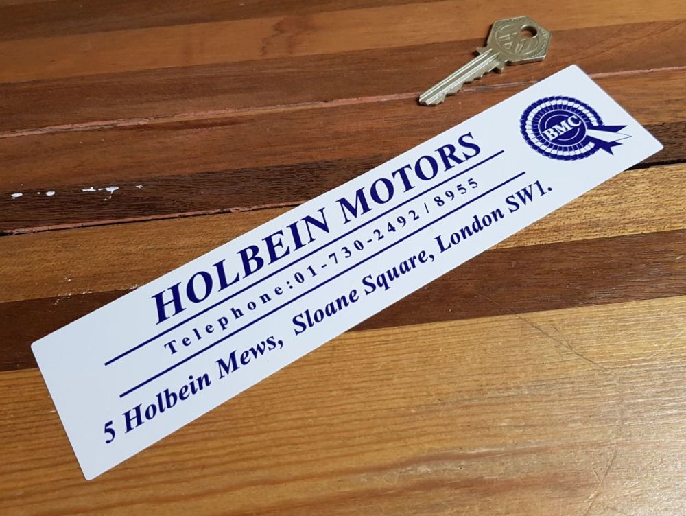 BMC, Holbein Motors, Sloane Square, Dealers Sticker. 8.5