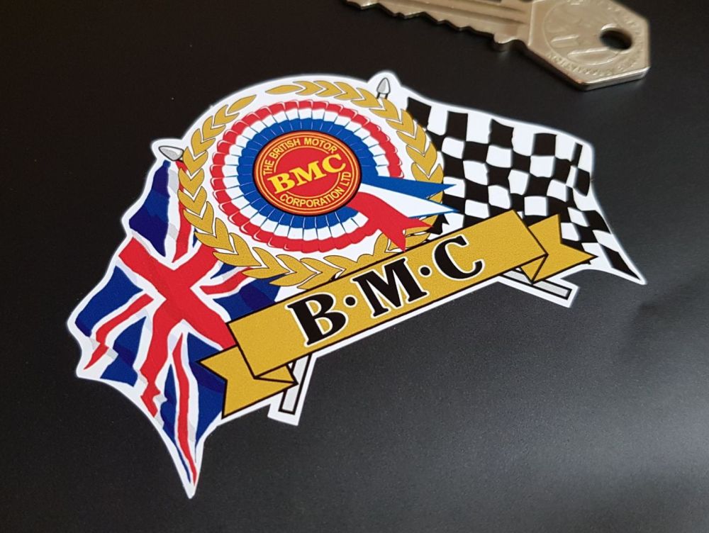 BMC Flag & Scroll Sticker 4"