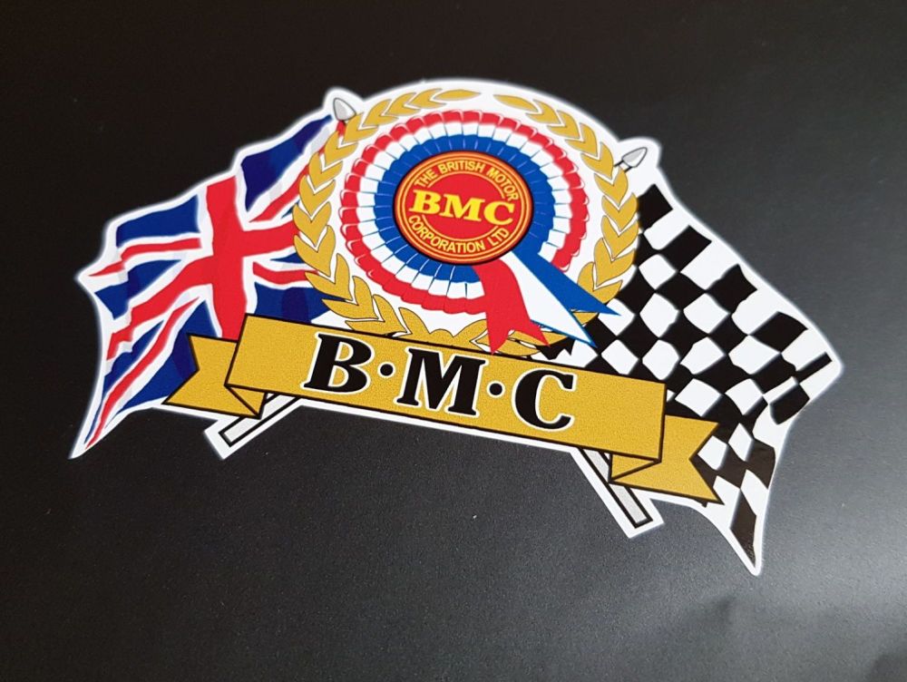 BMC Large Flag & Scroll Sticker 11"