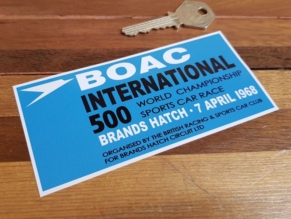 BOAC International 500 Race Brands Hatch 1968 Sticker. 5