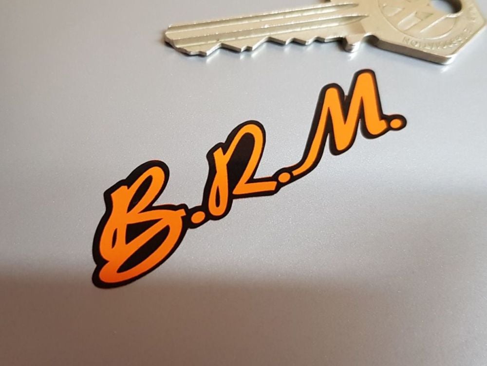 BRM Orange & Black Text Stickers - 2.5", 3.25", or 5" Pair