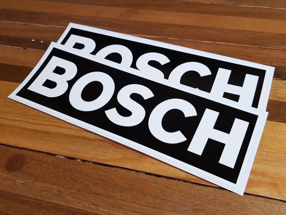 Bosch White on Black Oblong Stickers. 16