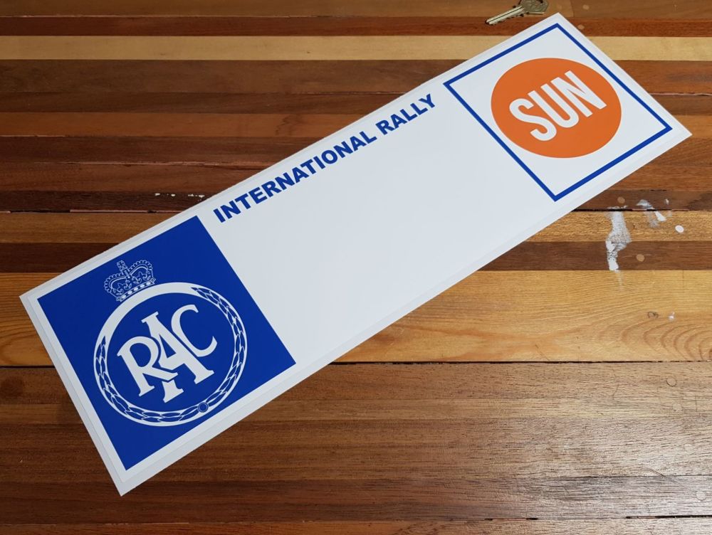 RAC International Sun Newspaper Sponsors Rally Plate 1966 Sticker - 19.5"