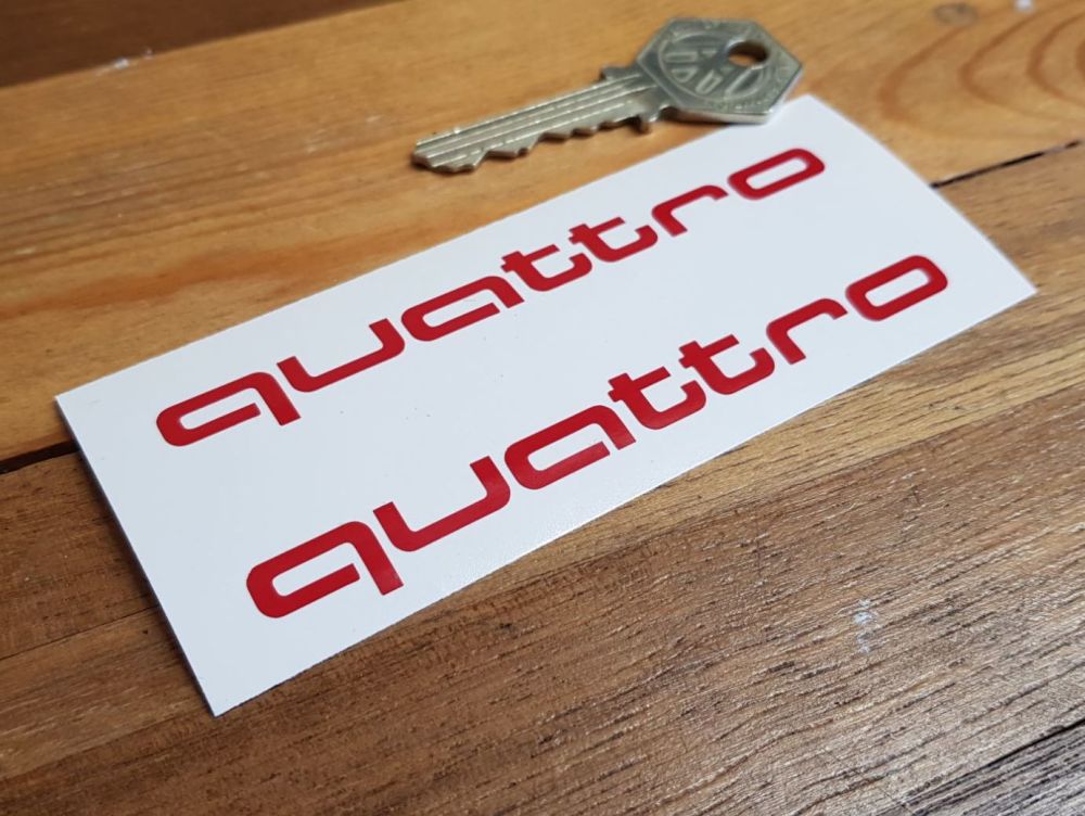 Audi Quattro Cut Text Stickers - 4" Pair