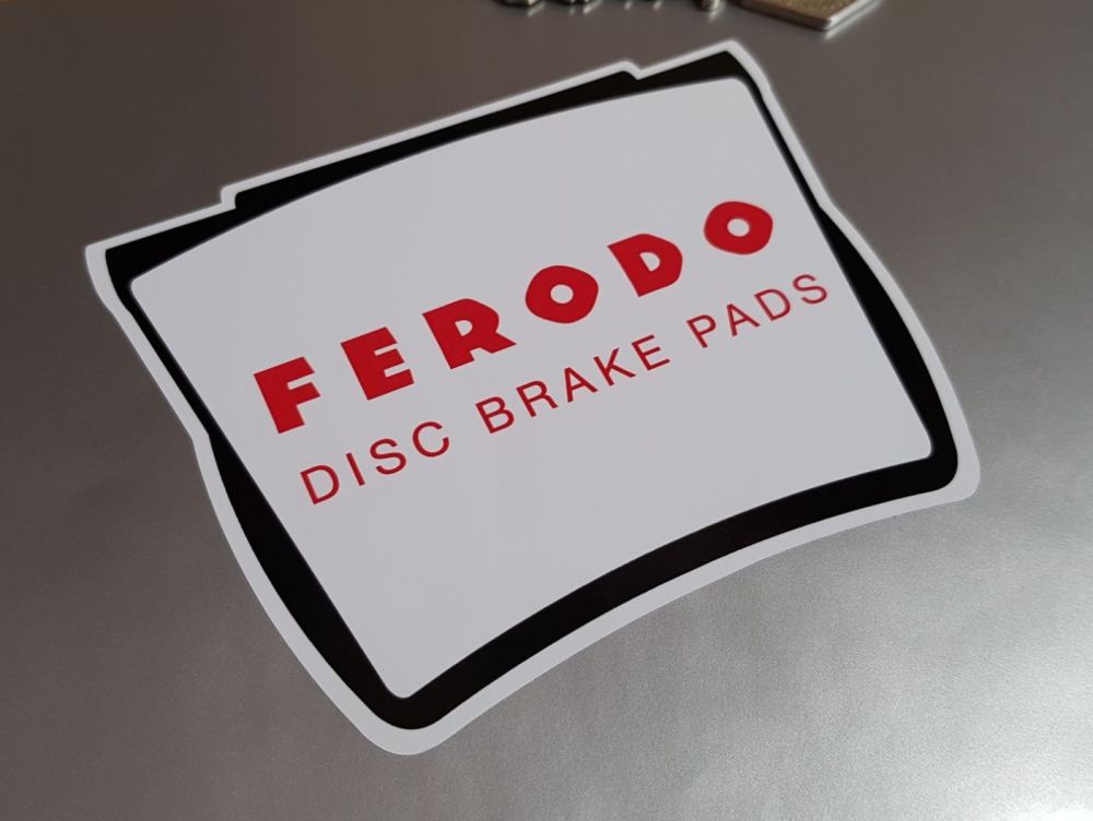 Ferodo Disc Brake Pads Shaped Stickers - White Border - 4" Pair