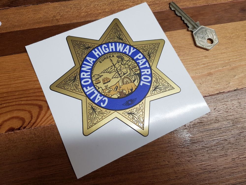 California Highway Patrol Star Shield Car Sticker - Gold Metallic Style - 4.5"