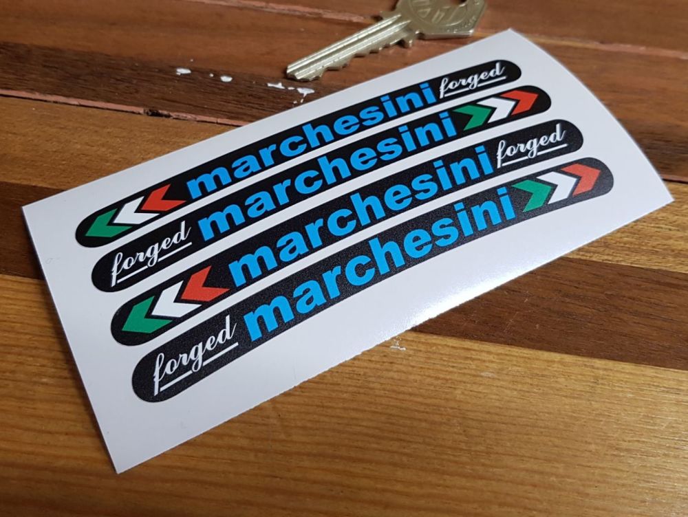Marchesini Forged Curved Wheels Stickers Blue & Black - Set of 4 - 4.75"
