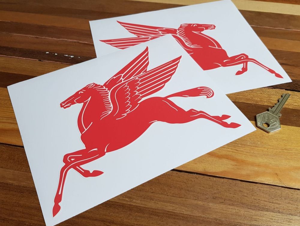 Mobil Pegasus Stickers - Early Off-White Style - 8" Pair