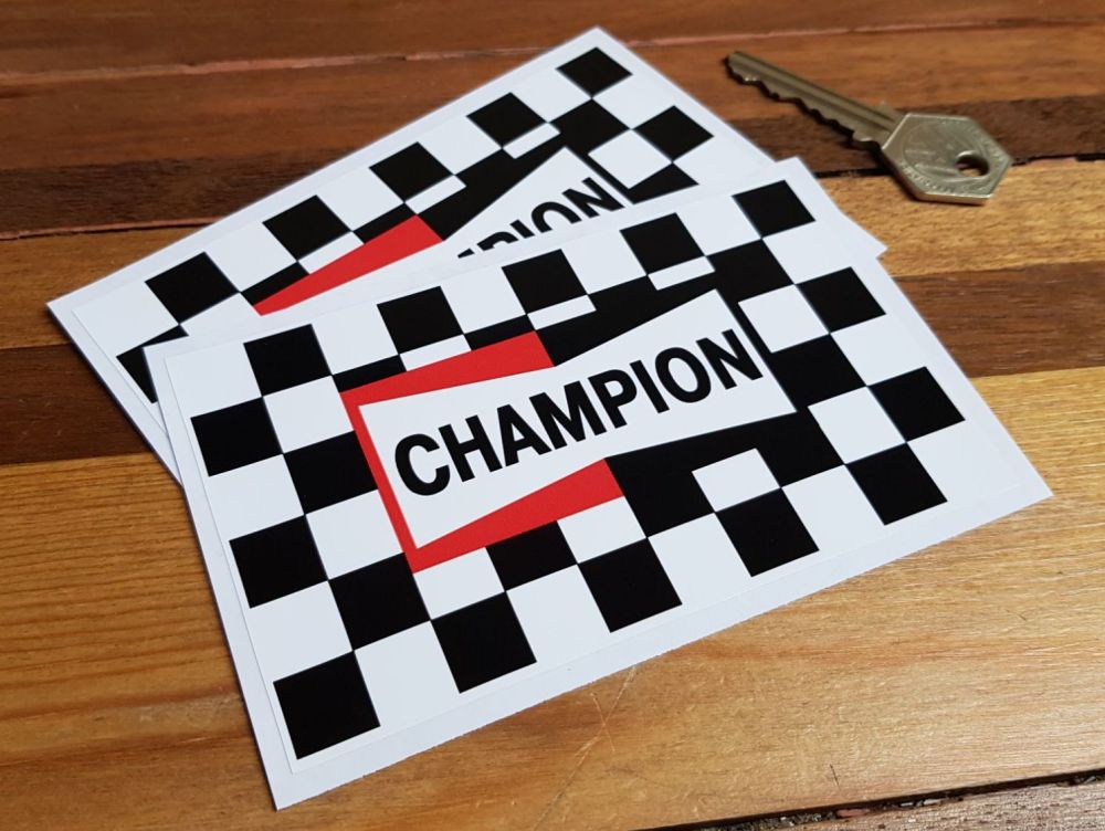 Champion Checked Oblong Stickers. 5" Pair.