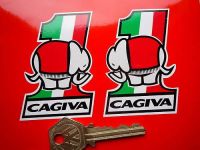Cagiva Elephant Tricolore No.1 Stickers. 3" 3.75" or 5" Pair.