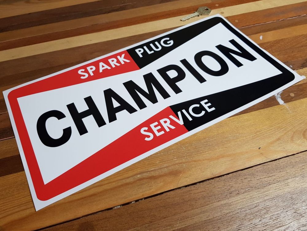 Champion Spark Plug Service Sticker. 14.5". 2 sizes