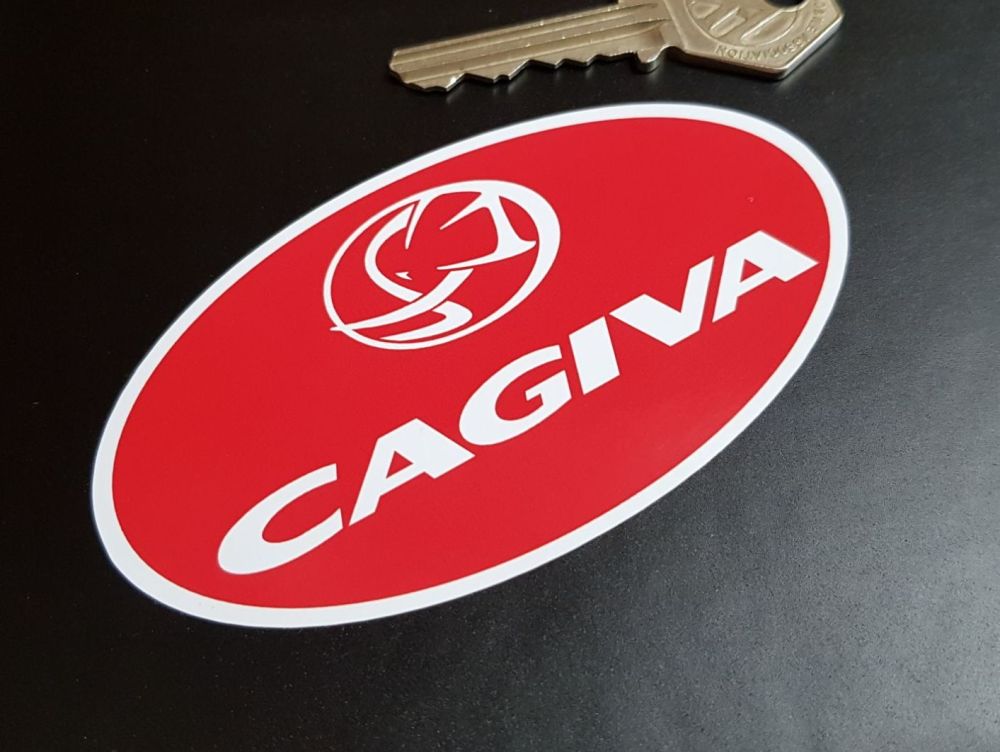 Cagiva Red Oval Stickers 4" Pair