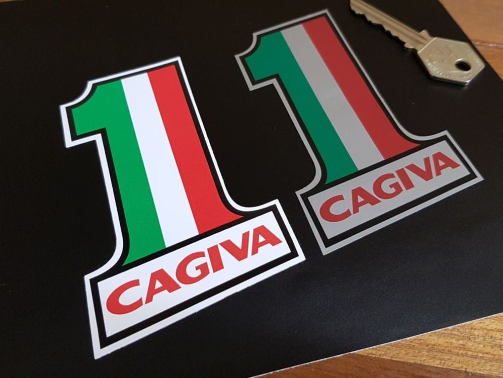 Cagiva Plain Tricolore No.1 Stickers 4" Pair